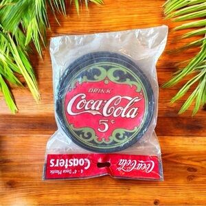 Vintage Coca-Cola 5¢ Deco Plastic Coasters - Set of 4 - New in Package
